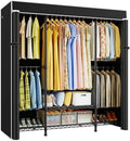 ULIFHOME E3C Heavy Duty Portable Closet Wardrobe with Black Fabric Cover by UlifHome