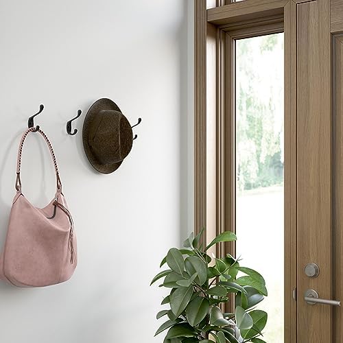 Franklin Brass Heavy Duty (10-Pack) Coat and Hat Wall Hooks Double Hooks for Hanging Matte Black Wall Mount Hanger Backpack, Purse, Bag, Towel Organization Decorative Wall Hooks B34864K-FB-C - Image 3