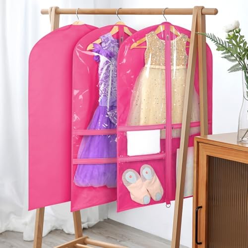 Univivi 40 Inch Dance Costume Garment Bags for Dancers, Rose Red, 8 Pack - Image 5