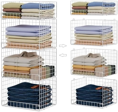 Yociyoga 4 Tier Stackable Closet Organizers and Storage Shelves, Foldable Closet Shelf Organizer System, Stackable Storage Bins Drawers for Clothes Organizer System, White（Patent No. 30022416） by FollowWithYociyogaTogether