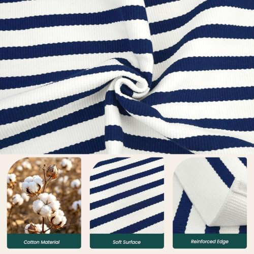 KOZYFLY Striped Rug 4x6 ft Front Door Rugs Blue White Cotton Woven Rug - Image 5