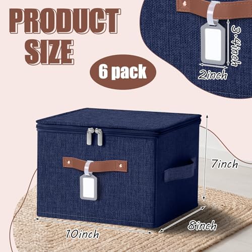 6 Pack Fabric Closet Storage Bins with Lids, 10×8×7 in, Blue - Image 2