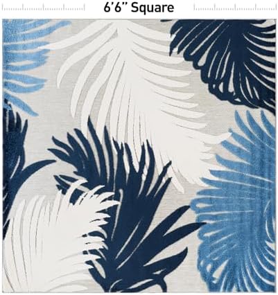 Rugshop Lucca Indoor/Outdoor Contemporary Patio Square Rug Navy 6'6" x 6'6" - Image 2
