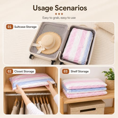 No Pump Vacuum Storage Bags, No Pump Large Vacuum Storage Compression Bags, 3D Cube Press Seal Space Saver Bags, XL Vacuum Bags for Clothes, Blankets, Comforters, Bedding Storage (5, Large) - Image 5