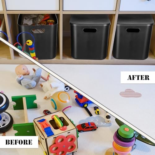 Hoolerry 8 Pieces Storage Bins, 14.2 x 10.2 x 9.5 Inch, Black - Image 7