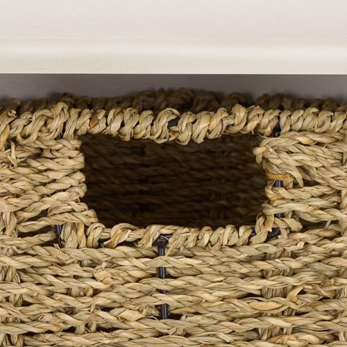 SAFAVIEH Home Collection - Finley Ivory Wall Mounted 3-Basket Storage Rack with Hooks & Seagrass Baskets (HAC5700H) - Image 7