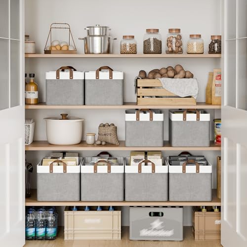 StorageWorks Fabric Storage Bins, Gray and White, Extra Large, 2-Pack - Image 3