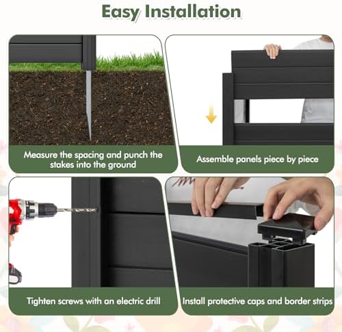 GIANTEX No-Dig Air Conditioner Fence, 4 Panels, 48''W x 48''H, Black - Image 6