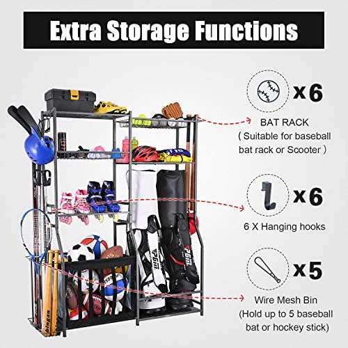 Mythinglogic Sports Equipment Organizer for Garage with Golf Bag Storage - Image 3