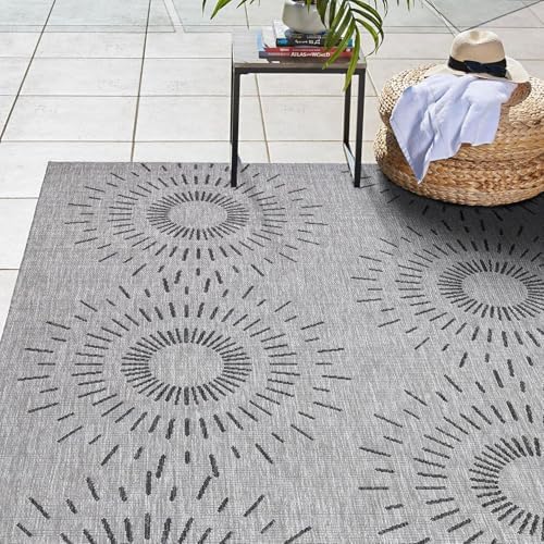 Gertmenian Indoor/Outdoor Flatweave Area Rug - 5x7 Standard, Stain & UV Resistant, Ideal for High Traffic Areas in Deck, Patio, Mudroom - Geometric, Gray, 32453 - Image 2