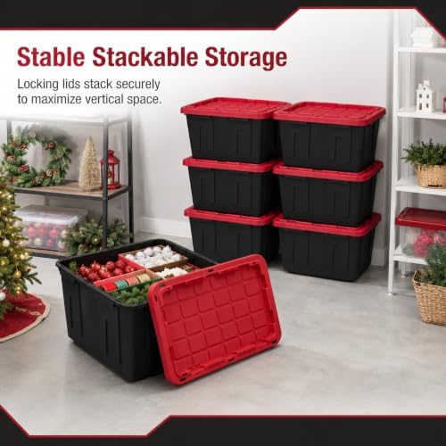 (6-Pack) 27 Gal Stackable Storage Bins with Locking Lids, Garage & Basement - Image 4