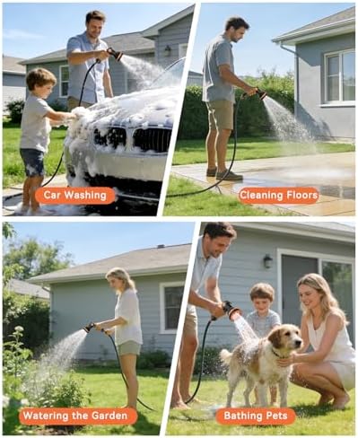 SUNPOW Retractable Garden Hose Reel - 1/2" x 100ft Wall Mounted Hose Reel with 3/4'' Brass Fitting & 10-Pattern Nozzle - Auto Slow Retraction, Any-Length Lock, 180°Swivel for Lawn & Gardening - Image 7