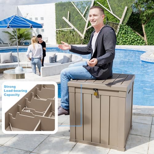 Vixzen 50 Gallon Deck Boxes Outdoor Waterproof, Resin Lockable Storage Box for Patio Cushions Storage Furniture, Garden Tools, Pool Supplies, Weatherproof and UV Resistant (Grey, 50 Gallon) - Image 7