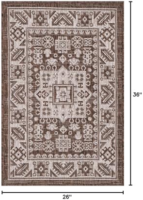 Rugs.com - Outdoor Aztec Rug – 2' x 3' 1 Brown Indoor/Outdoor Rug – Weather Resistant Flatweave for Patios, Decks, and Entryways - Image 2
