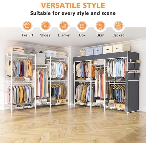 Raybee Clothes Rack with Cover, Portable Closets for Hanging Clothes 900LBS - Image 2