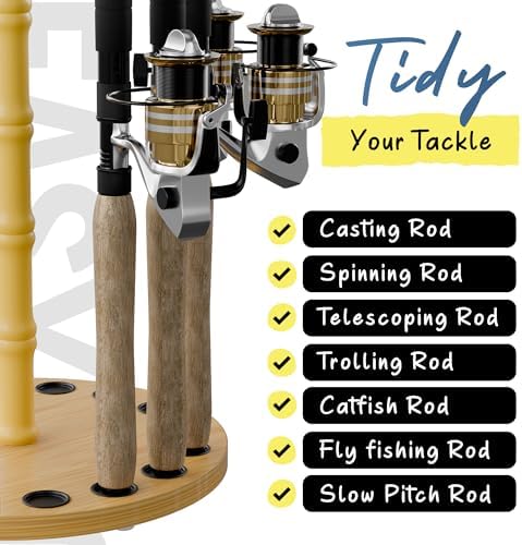 Rush Creek Creations Round Fishing Rod Holder for Garage, Tackle Box,16-Rod (Pack of 6) - Image 6
