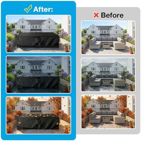 KANAGAWA Outdoor Furniture Covers, Custom Size 80"(L) x 52"(W) x 30"(H) Rectangular Table and Chair Waterproof Covers, Heavy Duty 420D, Silver - Image 4