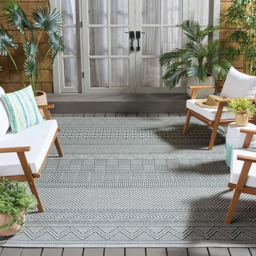 SAFAVIEH Washable Rug Outdoor Courtyard Collection - 8' x 10', Ivory & Turquoise, Non-Shedding & Easy Cleaning, Ideal for Patio, Backyard, Mudroom, DIning Space (CY8196-53512) - Image 7