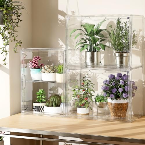 Clear Acrylic Display Case, Stackable Plastic Storage Bins with Lids, Large Display Box with Magnetic Lid Clear Storage Container Dustproof Showcase for Collectibles, Figures, 5 Pack - Image 4