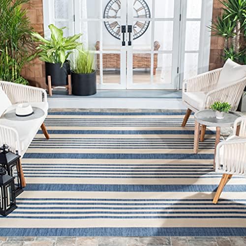 SAFAVIEH Courtyard Outdoor Square Rug 7'10", Beige & Blue CY6062-233 by Unknown