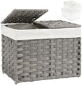 SETVSON Storage Basket with Lid, 9.2 Gal PE Rattan Trunk, Gray by SETVSON