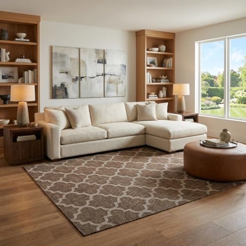 Unique Loom Outdoor Trellis Collection Area Rug (8' x 11' 4" Rectangle, Brown/ Ivory) - Image 4