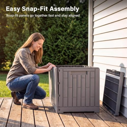 EAST OAK Outdoor Storage Box, 80 Gallon Deck Box, Waterproof Resin Storage Bin for Patio Cushions, Gardening Tools, Lockable, UV Resistant, Ash Grey - Image 2