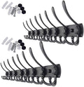 WEBI Coat Rack Wall Mount Long, 8 Tri Hooks for Hanging, 30 Inch Hook Rail, Hanger for Clothes, Jackets, Hats, Black, 2 Packs by WEBI