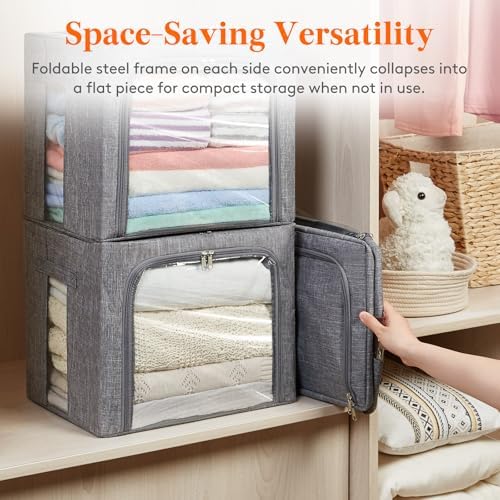 Lifewit 6 Pack Clothes Storage Bins with Metal Frame, Stackable Storage Box - Image 6