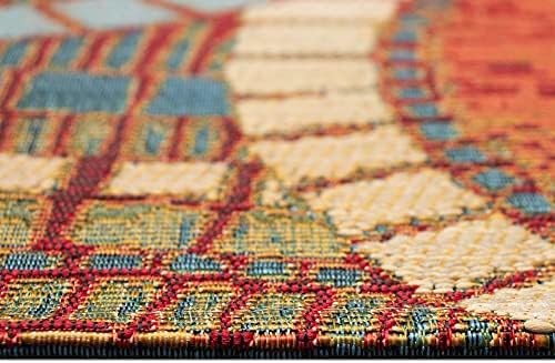 Liora Manne Marina Indoor/Outdoor Power Loomed Synthetic Blend Low Profile Area Rug - Transitional Geometric Casual Medallion Colorful (Circles Saffron) (1'11" x 4'11") - Image 6