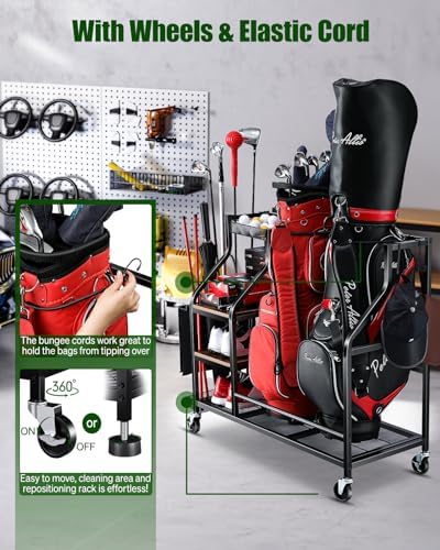 FHXZH Golf Bags Storage Garage Organizer - Golf Bag Stand with Wheels - Image 4