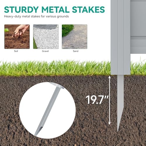 YITAHOME 44" W X 44" H Air Conditioner Fence Privacy Screen with Metal Stakes, Outdoor Trash Can Enclosure, Vinyl Pool Equipment Enclosure (2 Panels) Light Gray - Image 3