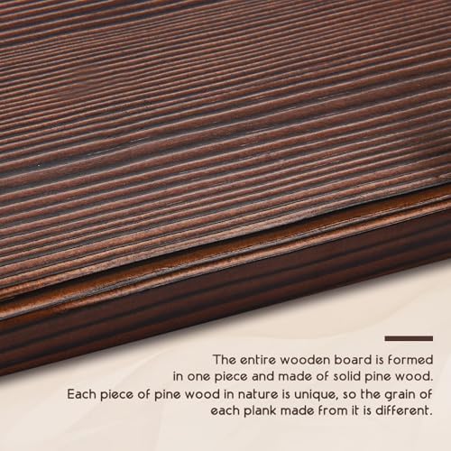 Kuhome 38.6'' Large Coat Rack Wall Mount Coat Hooks Coat Hanger with 10 Metal Black Triple- Hooks Brown Pine Real Wood Plank Hat Rack for Wall Hooks for Hanging Coat Hat Jacket - Image 3
