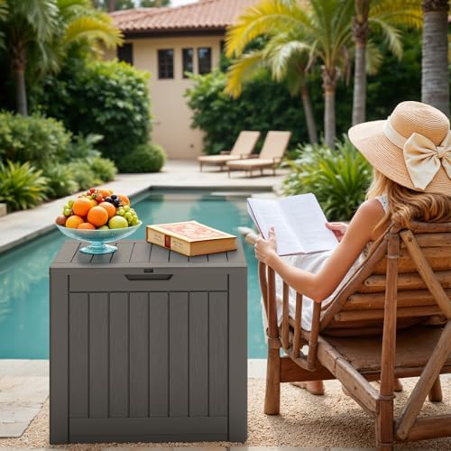 Greesum 40 Gallon Outdoor Deck Box, Resin Storage Chest, Dark Brown - Image 3