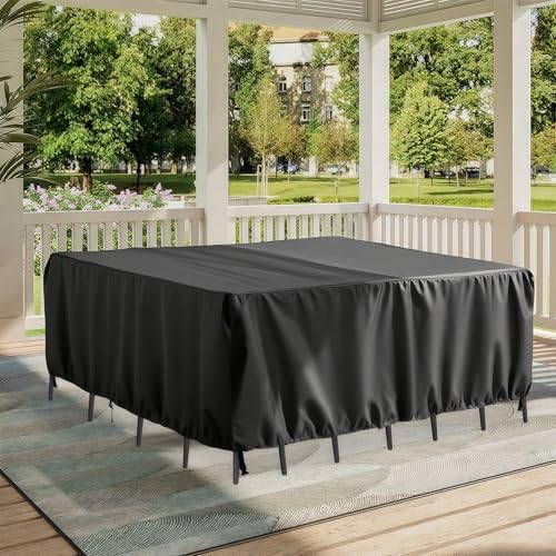 UPGRADE Outdoor Furniture Covers, Custom Size 56"(L) x 48"(W) x 36"(H) Rectangular Patio Table and Chair Waterproof Covers, Heavy Duty 420D, Black - Image 5