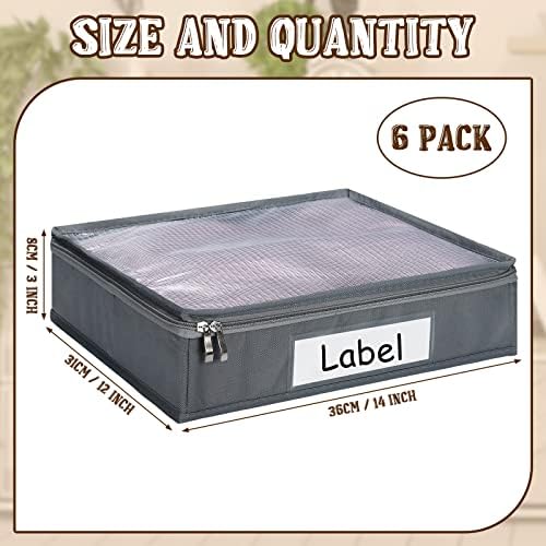 Panelee 6 Pcs 14x12x3'' Sweater Storage Bag with Easy Gliding Zipper, Gray - Image 2
