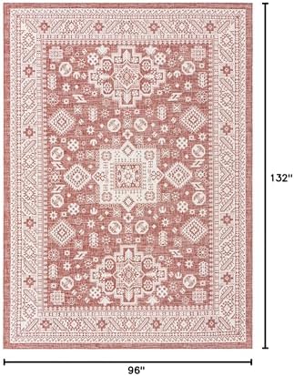 Rugs.com Outdoor Aztec Collection Rug – 8' x 11' Rust Red Flatweave Rug Perfect for Living Rooms, Large Dining Rooms, Open Floorplans - Image 2