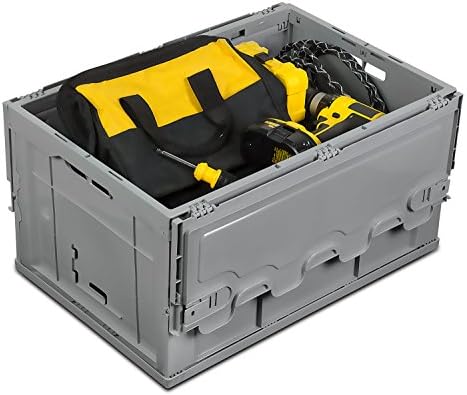 Mount-It! Collapsible Storage Crate 3-Pack, 65L Folding Bins, Gray - Image 7