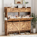 Shoe Cabinet with 4 Flip Drawers & 2 Top Drawers, 43" Tall Freestanding Narrow Wooden Shoe Storage Organizer for Entryway, Hidden Slim Shoe Rack for Front Door Entrance, Hallway, Living Room, Brown by Xixini