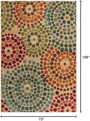 Unique Loom Outdoor Modern Collection Area Rug - Spark (6' 1" x 9' Rectangle, Beige/ Burgundy) - Image 2