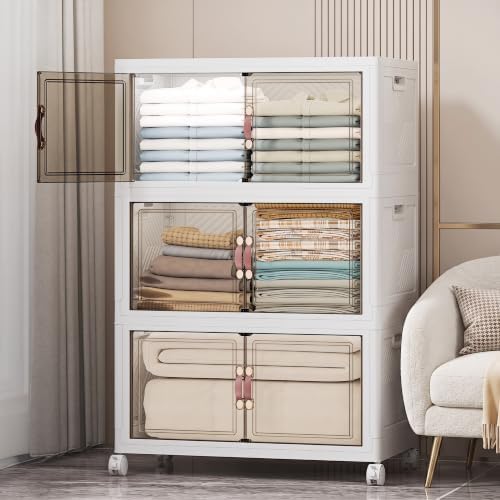 UAMFURI Stackable Storage Bins, 336QT Collapsible Drawers with 1 Lid by UAMFURIDirect