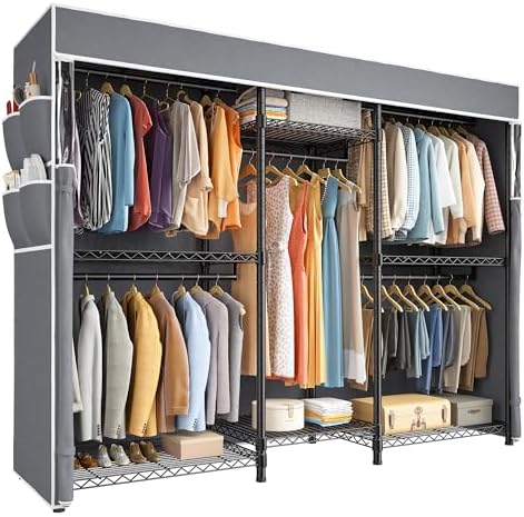 Raybee Clothes Rack with Cover, Portable Closets for Hanging Clothes 900LBS by Raybee