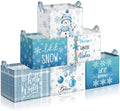 Bucherry 6 Pack Winter Storage Baskets, Snowflake Collapsible Canvas Bins by Bucherry