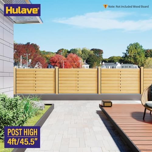 Hulave 8-Pack 4FT U-Shaped Metal Fence Posts (45.5" Height), No-Dig Hard Surface Mount for Privacy Fences, Garden, AC Units, Pool Equipment, and Trash Can Enclosures-Matte Black - Image 7