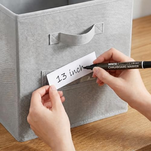 Storage Bins,13 Inch Cube Storage Bin with Labels,6pcs,Light Grey - Image 4