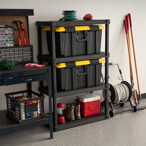 IRIS USA 2-Pack 22 Gal Footlocker Storage Trunk with Wheels, Black/Yellow - Image 2