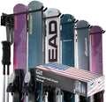 USA Based Ski Rack Wall Mount, Holds 10 Pairs for Ski Storage Rack, Snowboard Hanger & Ski Holders for Wall Storage Racks for Garage, Ski Hangers for Wall Holds Up to 125lbs, 5 Hooks Black by HANDT