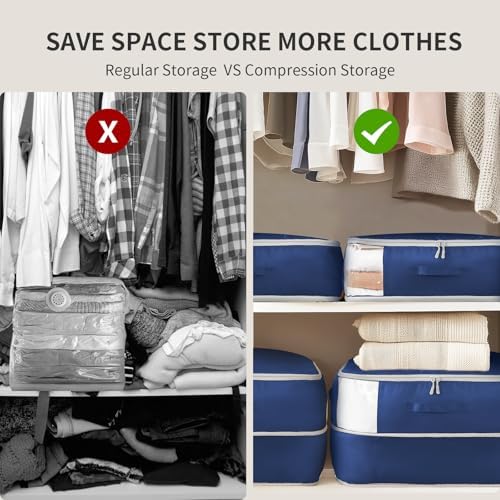 DIMJ Comforter Storage Bag 6 Pack - Blanket Storage Organizer Compression Bags, Large Capacity Ultra Space Saving Self Compression Organize for Bedding, Pillow, Duvet, Sheet Storage with Zipper Window - Image 6
