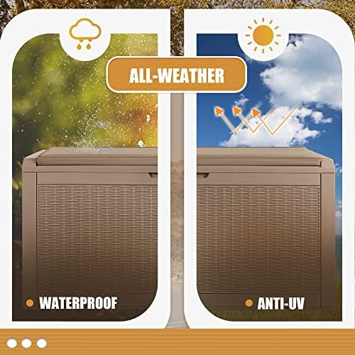 Devoko 100 Gallon Resin Waterproof Outdoor Storage Box with Cushion - Image 4