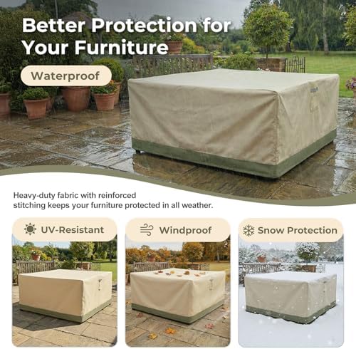 BPS Patio Furniture Cover for Outdoor Table and Chairs, 600D Waterproof and Anti-UV Patio Sectional Set Cover for Outside General Purpose Furniture, 92''L x 92''W x 32''H - Image 6